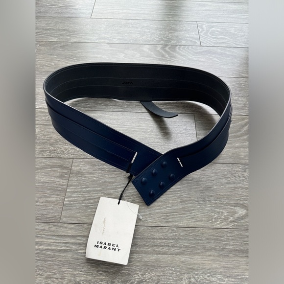 ISABEL MARANT NWT Navy Moshy Knot Leather Wrap Belt size 95 - Picture 3 of 15